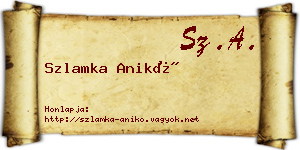 Szlamka Anikó névjegykártya